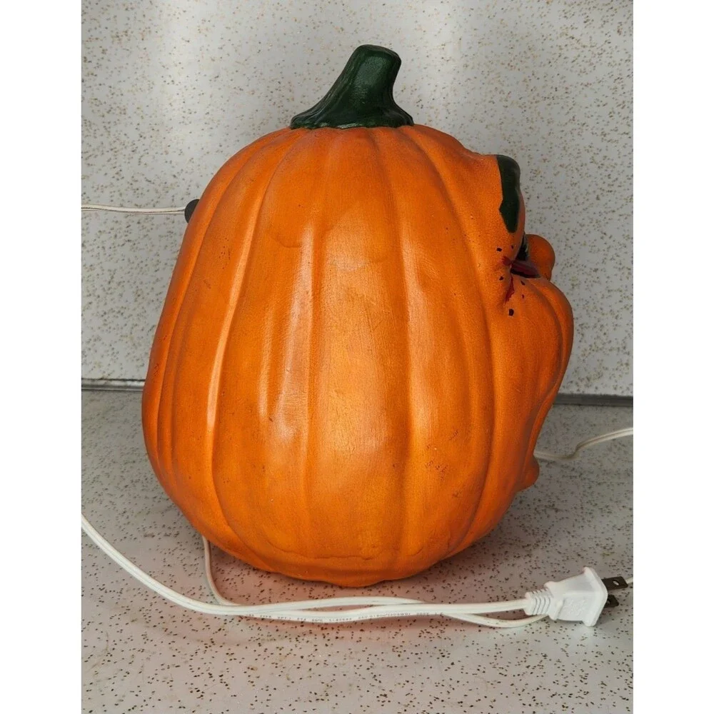 Vtg 1989 Scioto Mold Ceramic Lighted Halloween Yelling Jack-O-Lantern Pumpkin